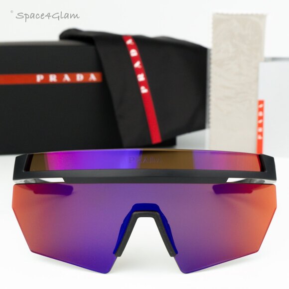 NEW Prada Linea Rossa PS01YS 1BO02U Black Brown Mirror Single Lens Sunglasses - Picture 2 of 9